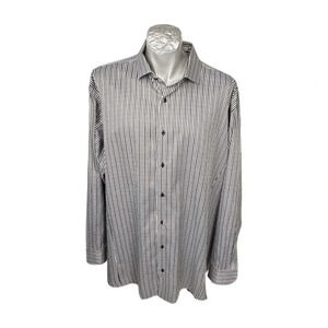 NXT Business Casual  Shirt Size 3XT LS Black White Check Button 3X TALL …